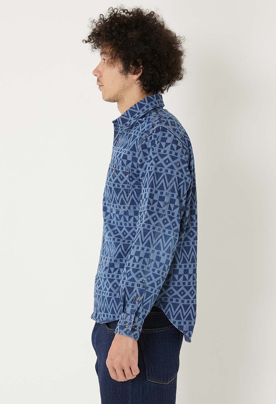 Geometry Print 2 Pocket Work Shirt - ONE