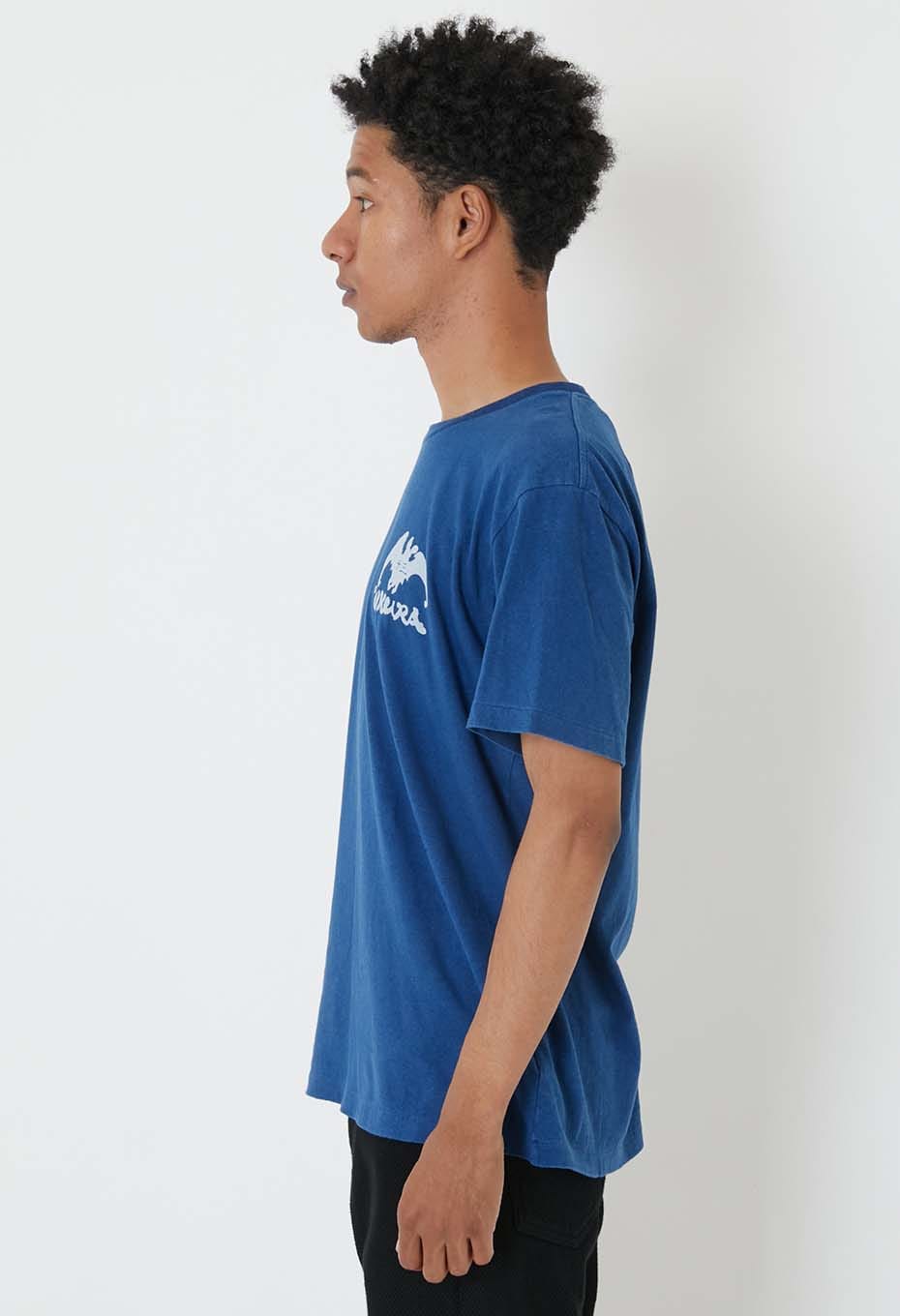 Clear appearance Bassenback print indigo T-shirt - INDIGO