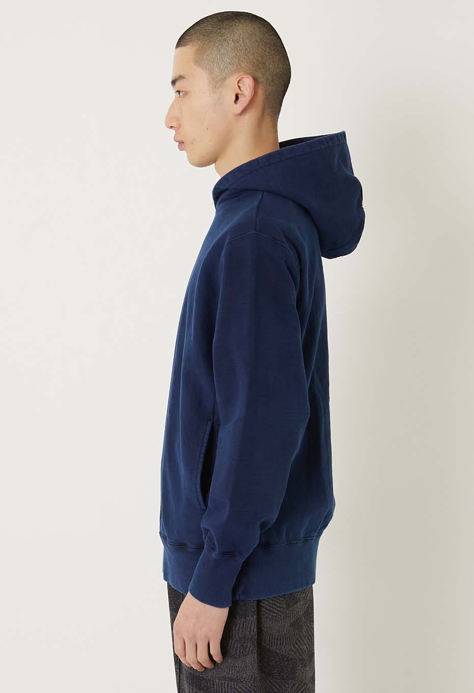 Organic Urake Tezome Sweat Pull Hoodie - INDIGO