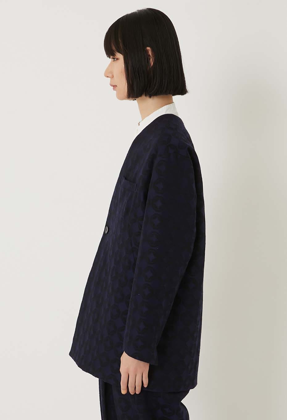 Shippou Jacquard 1B Collarless Jacket Women's - DARK NAVY