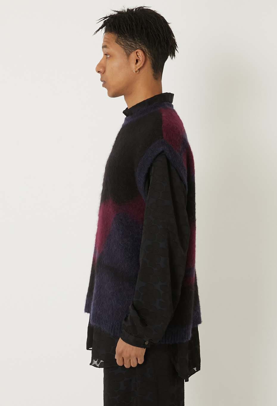 シャギーグラデーション ニットベスト - DARK NAVY