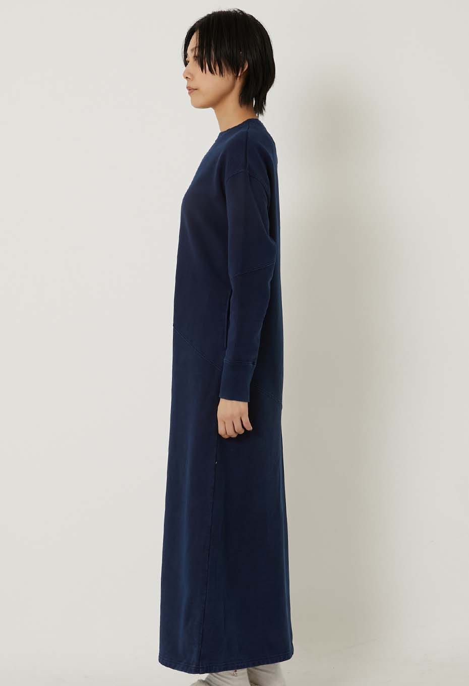 Organic Urake Tezome Sweat Dress - INDIGO