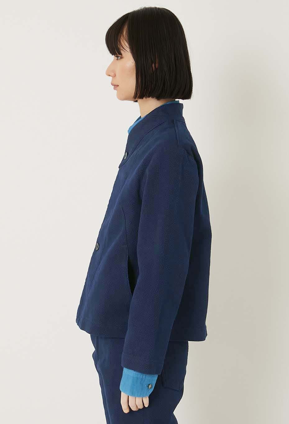 Woven Pure Indigo Nijuorisashiko Haori Jacket Women's - INDIGO