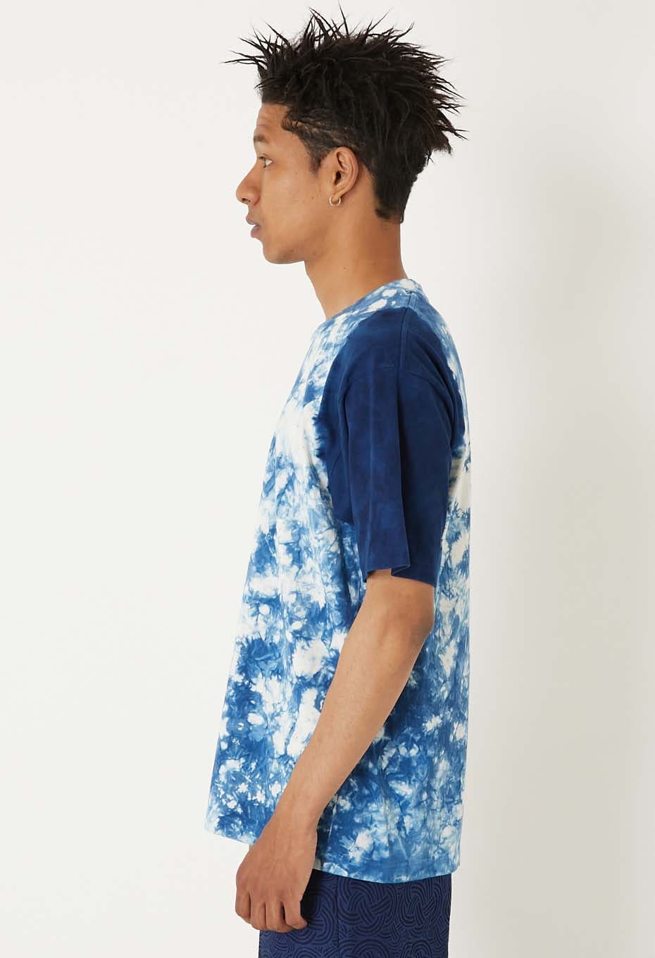 Woven Pure Indigo  Muraku Moshibori short sleeve T-shirt - INDIGO