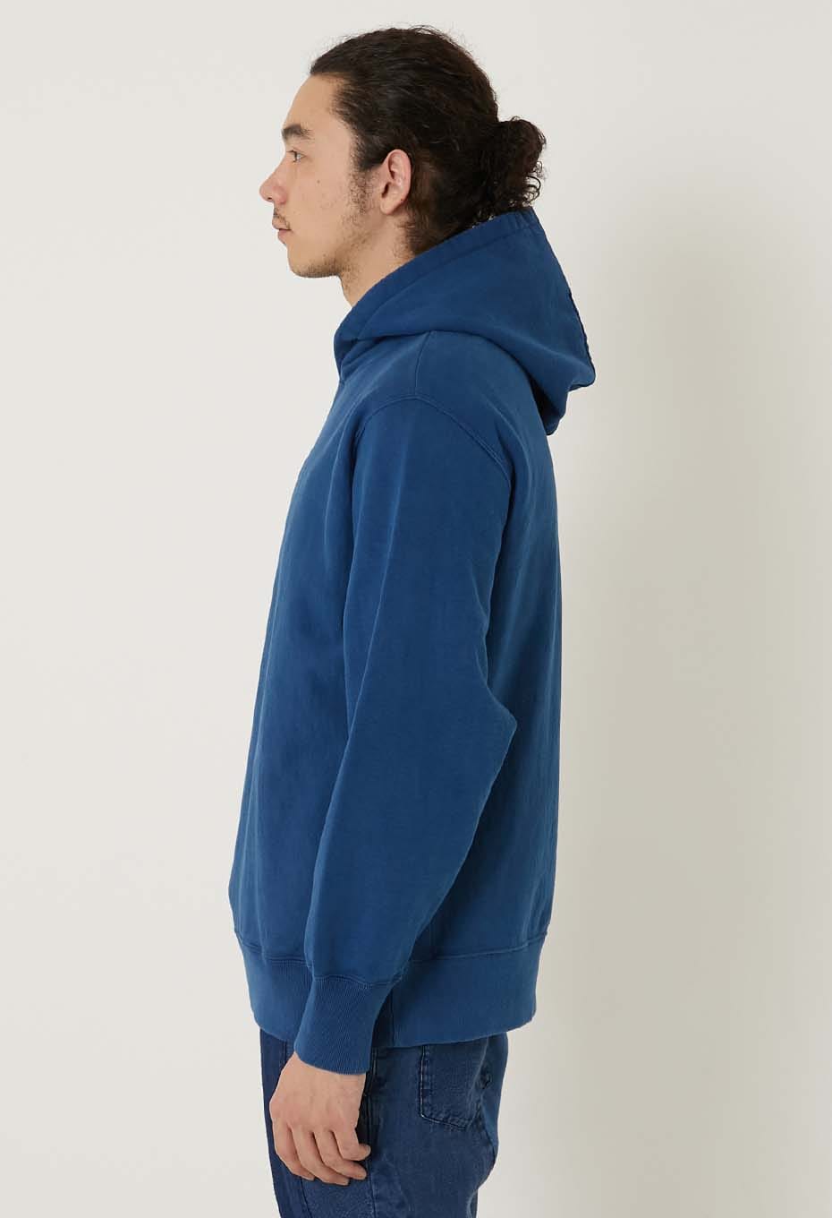 Organic Urake Tezome Sweat Pull Hoodie - BLUE