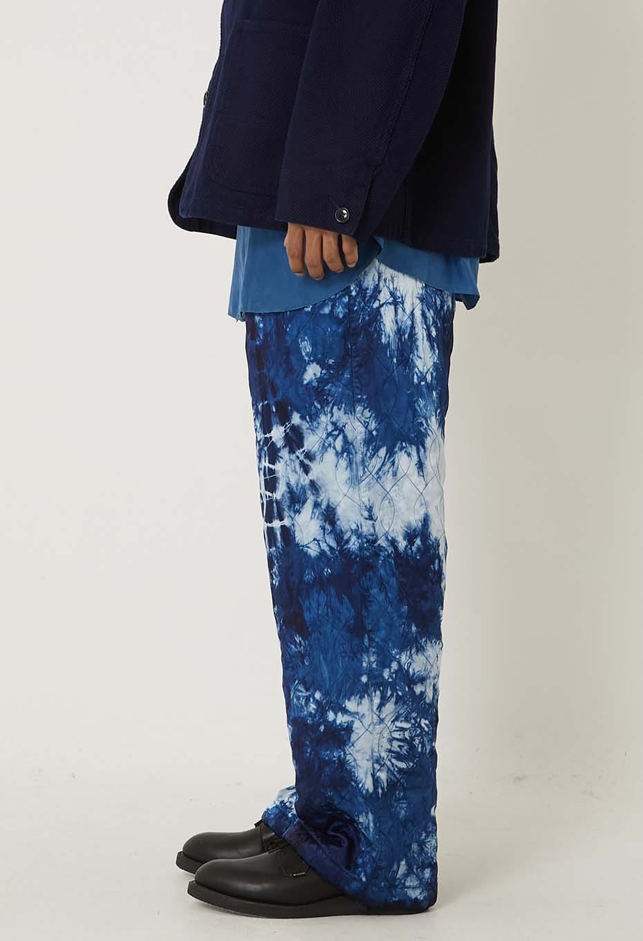 Indigo Kasane Shibori Quilted Draw Pants - INDIGO