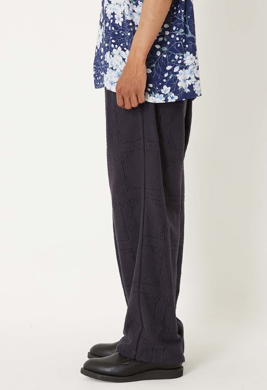 Mizuhiki lace draw straight pants - DARK NAVY