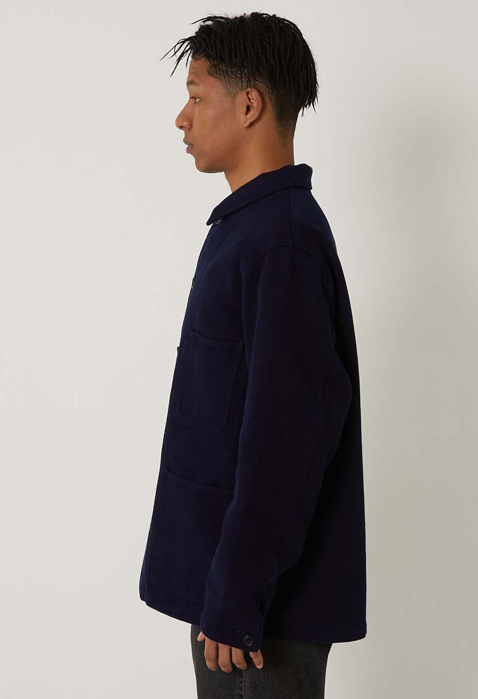Woven Pure Indigo Light Sashiko Coverall - INDIGO