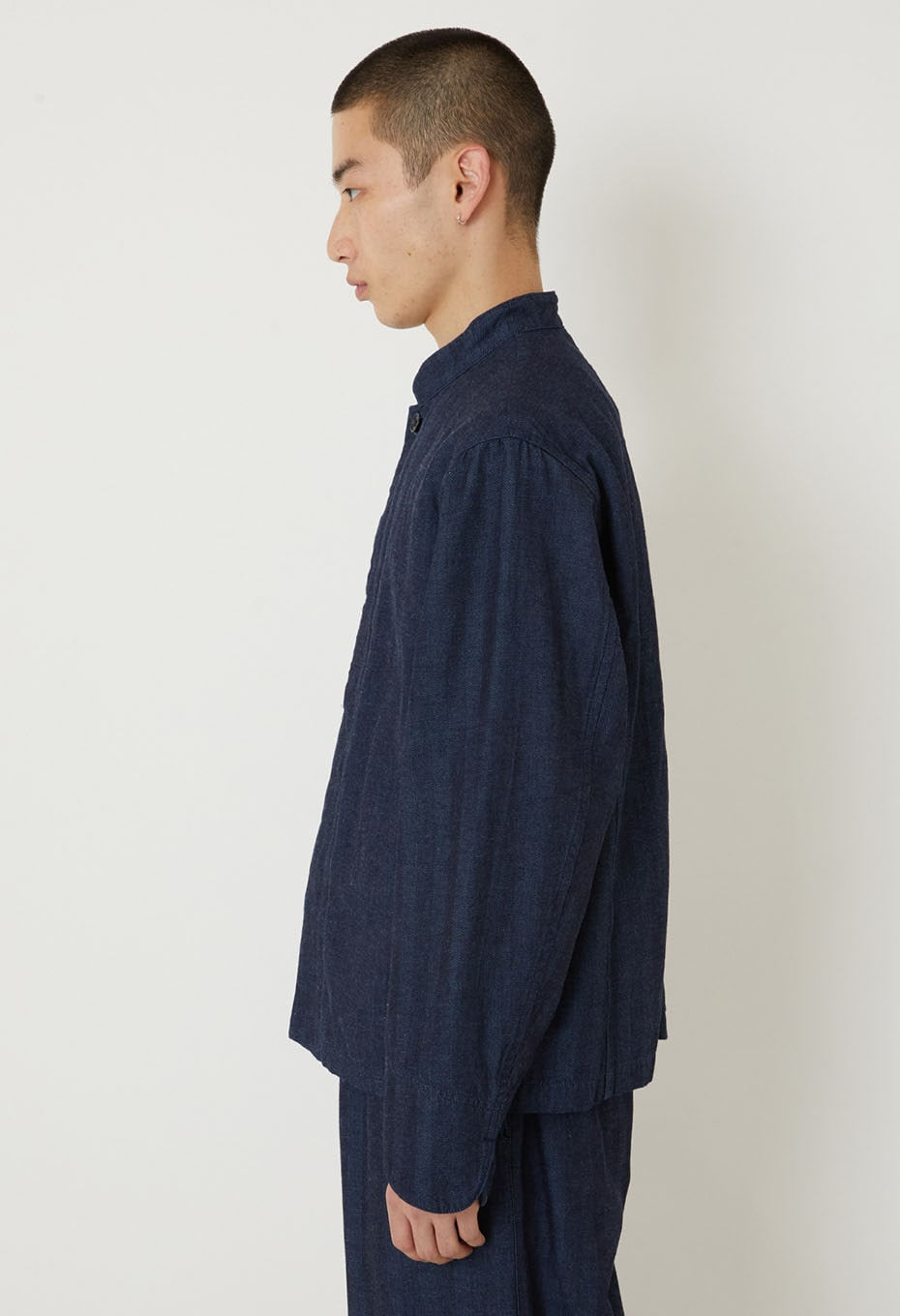 インディゴミックスヘリンボーン スタンドカラージャケット - INDIGO
