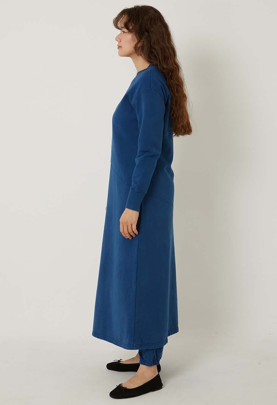 Organic Urake Tezome Sweat Dress - BLUE