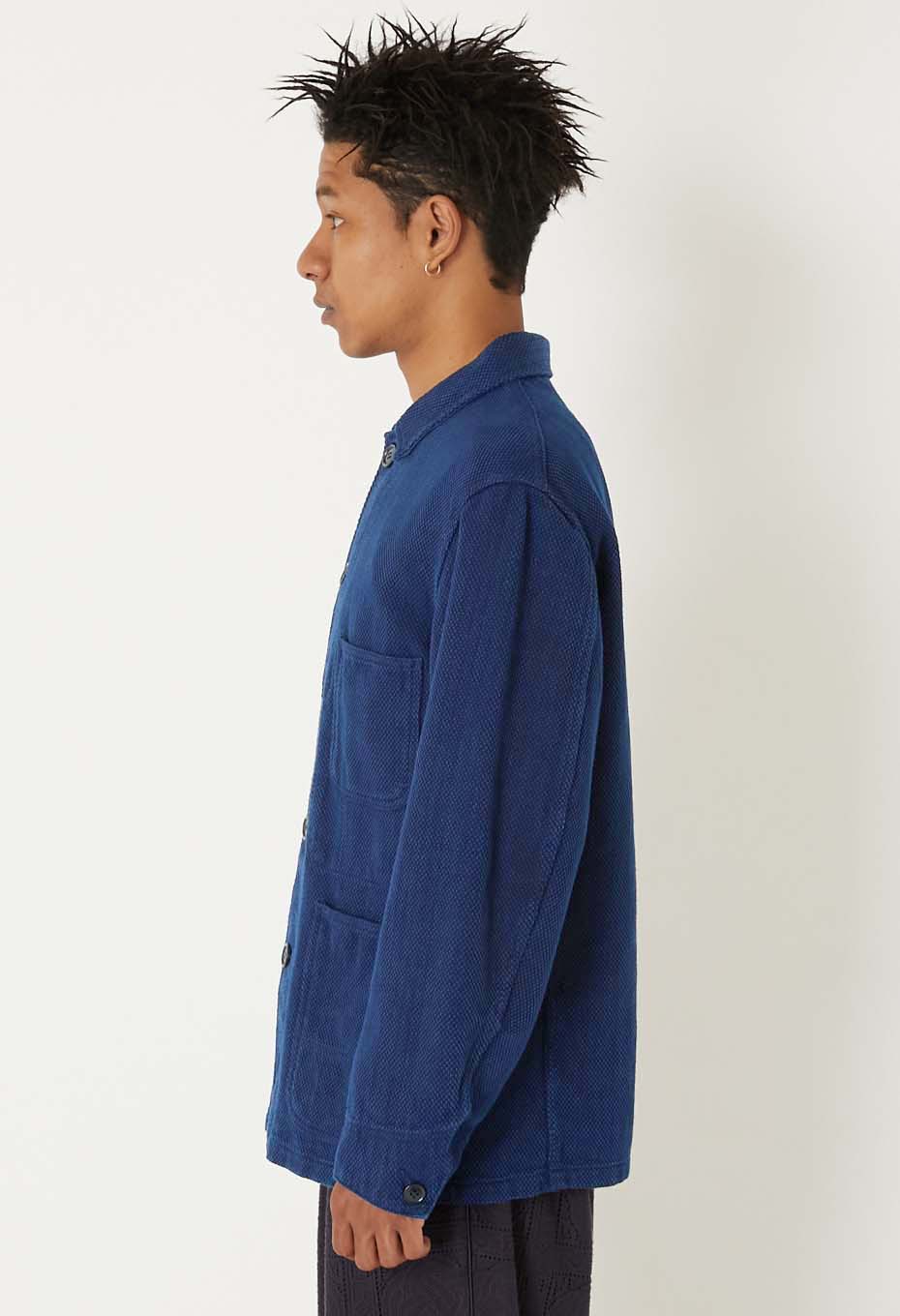 Woven Pure Indigo Light Sashiko Coverall - INDIGO