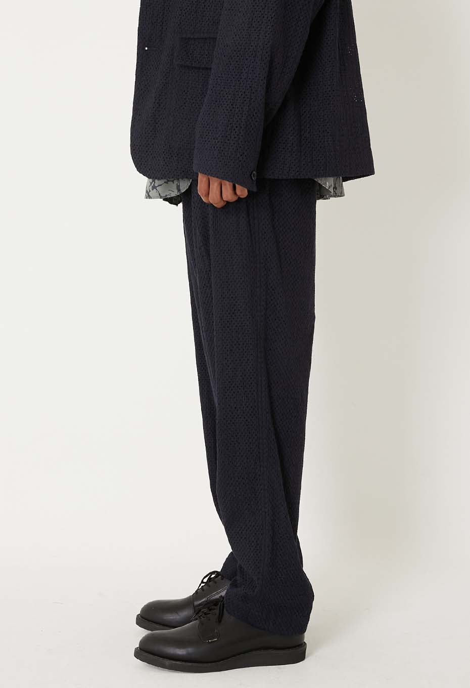 Meyer lace tuck straight pants - DARK NAVY
