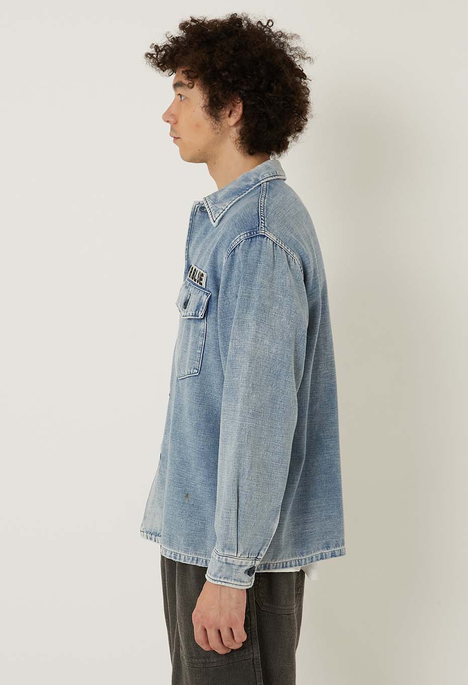 Indigo Back Satin Hard Workers Army Shirt - FADE