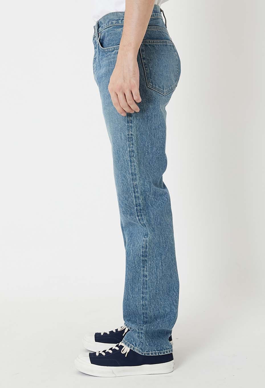 Selvedge denim fade slim straight jeans - BLUE