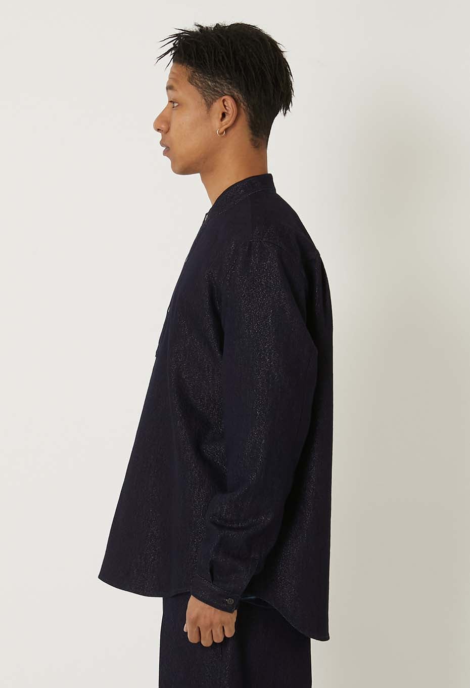 ゴールドヤーンインディゴ プルオーバーロングスリーブシャツ - INDIGO