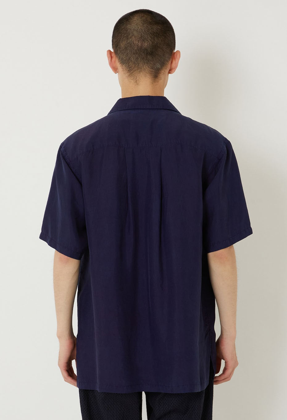 silk habatae Woven Pure Indigo Short sleeve shirt - A