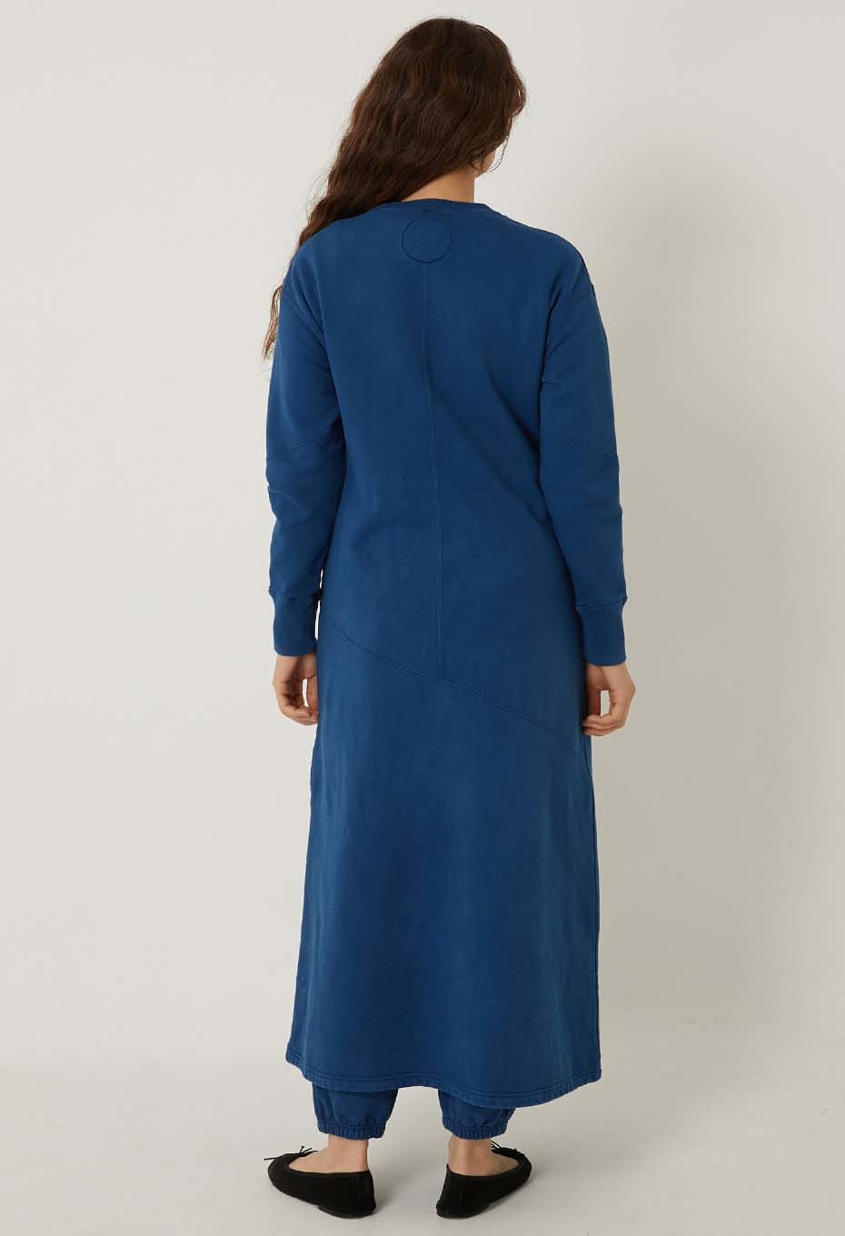 Organic Urake Tezome Sweat Dress - BLUE