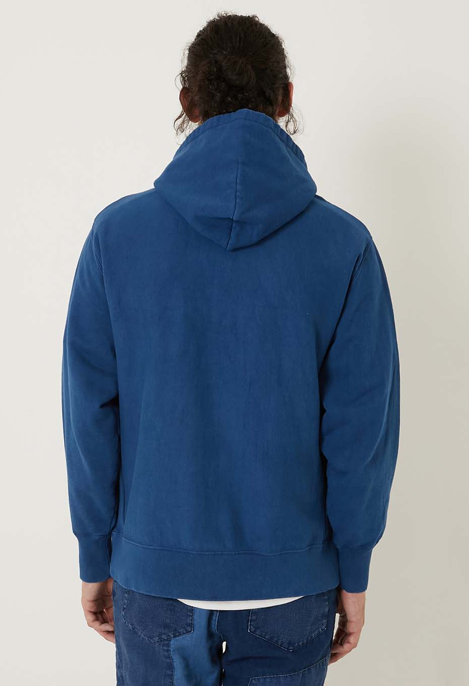 Organic Urake Tezome Sweat Pull Hoodie - BLUE