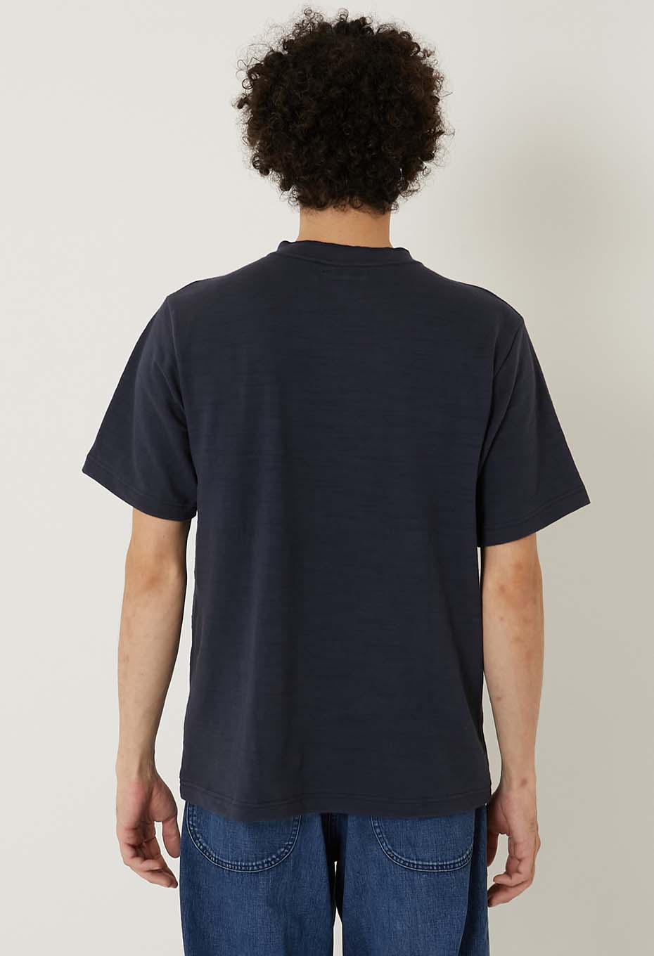 ヘビースラブテンジク ヘンリーネックポケットTシャツ - NAVY
