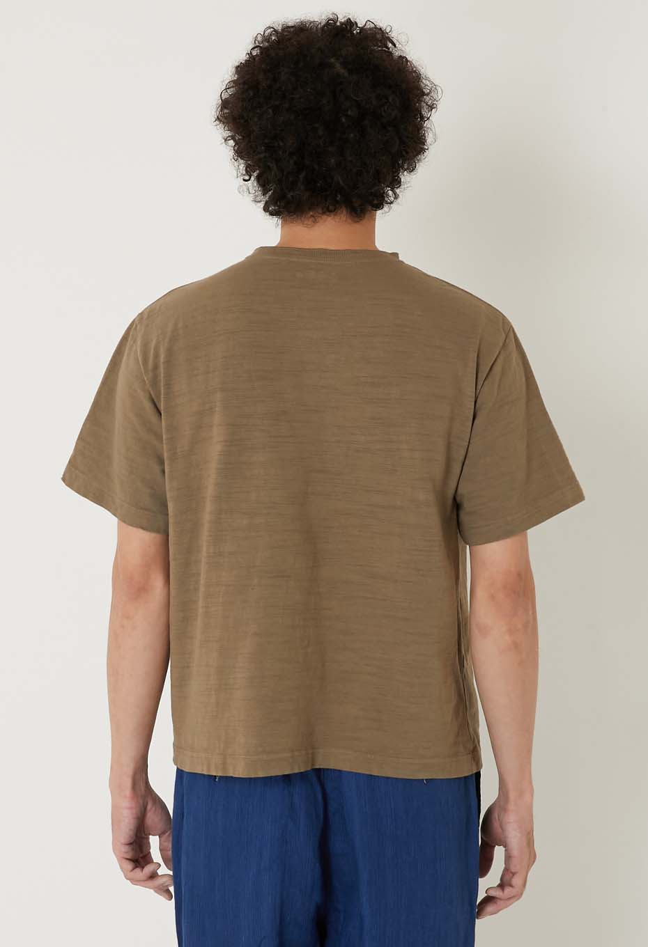 ヘビースラブテンジク ヘンリーネックポケットTシャツ - KHAKI
