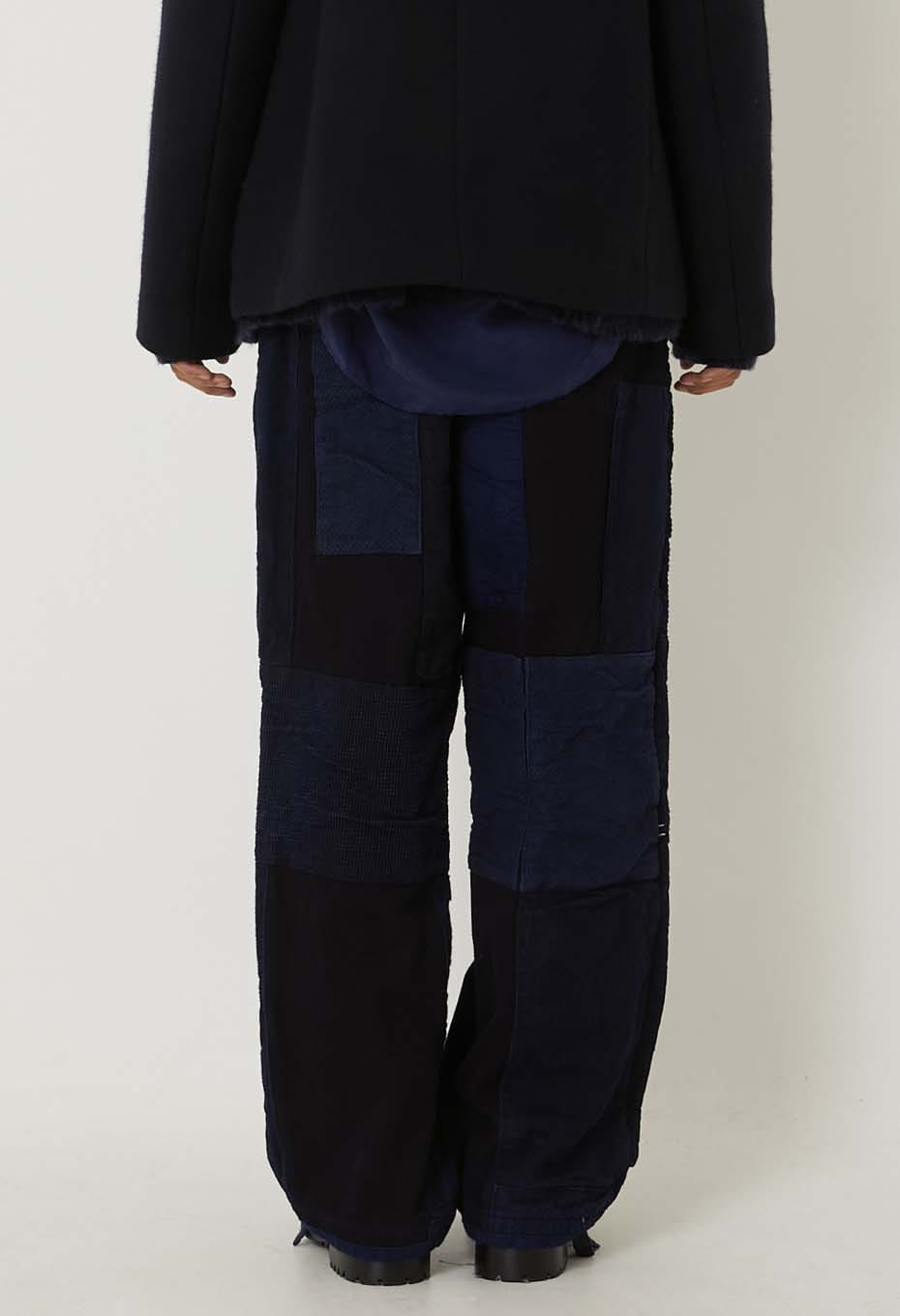 Woven Pure Indigo Sashiko Nenrin Easy Pants - INDIGO