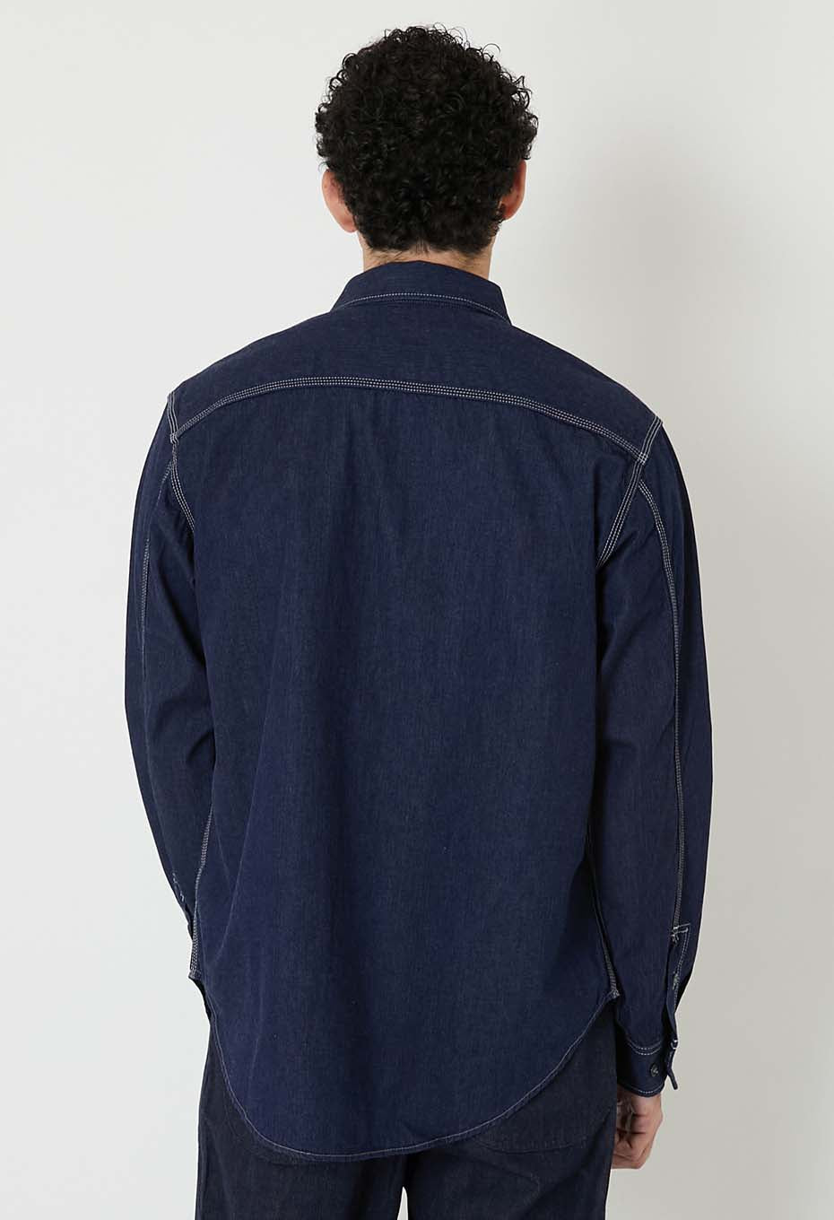 Jacquard shirt denim 2 pocket work shirt - INDIGO