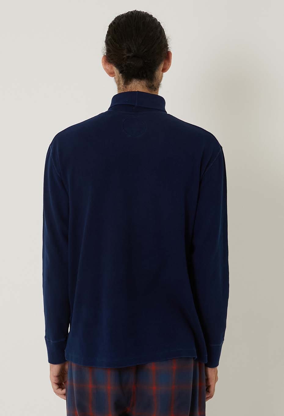 Mullite Teleco Tezome Needle Stitch Turtleneck T-shirt Unisex - INDIGO