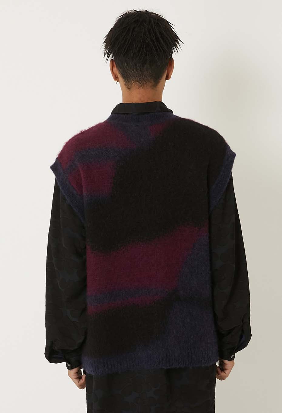 シャギーグラデーション ニットベスト - DARK NAVY