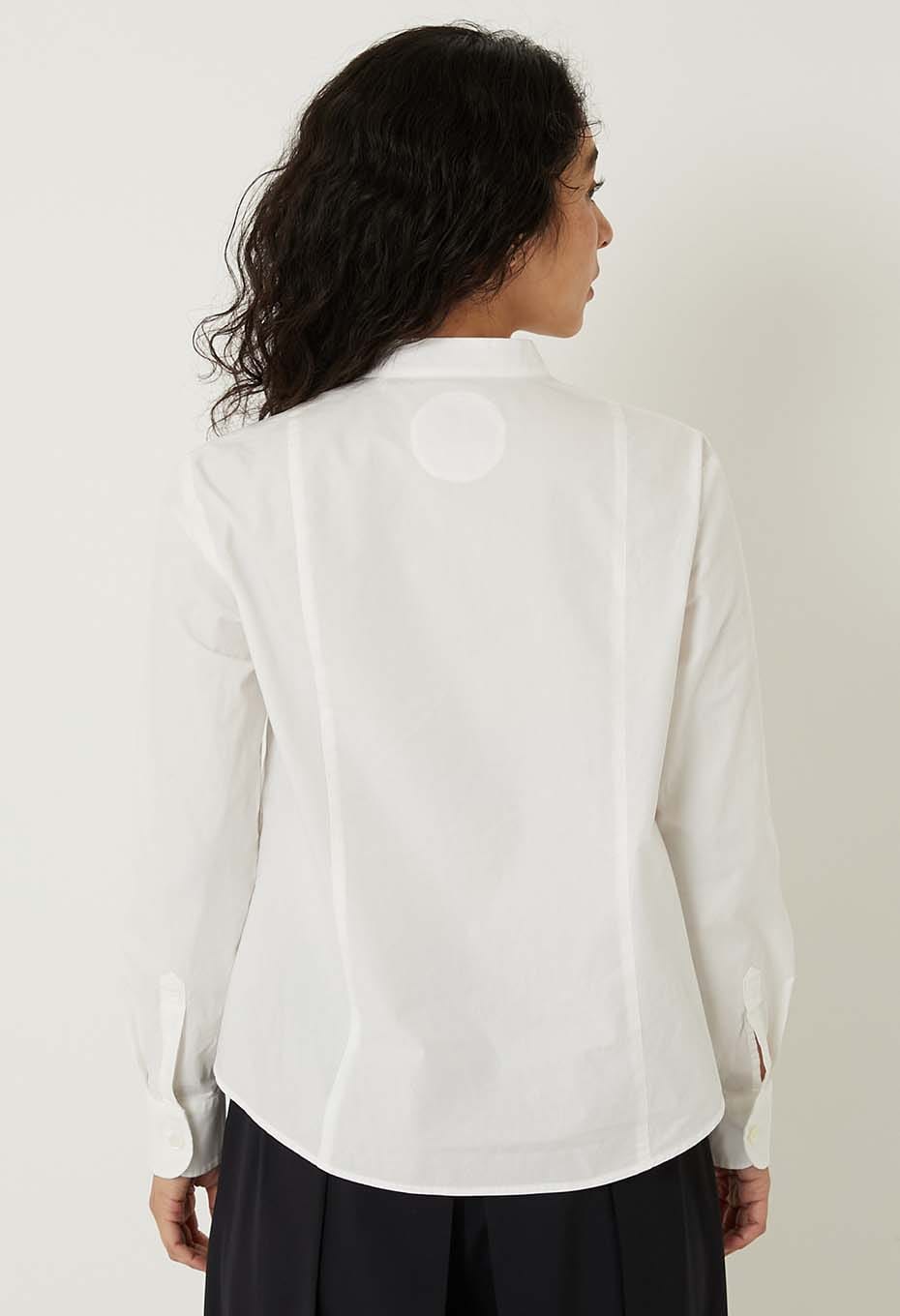 オーガニックコットン スタンドカラーシャツ ウィメンズ - WHITE