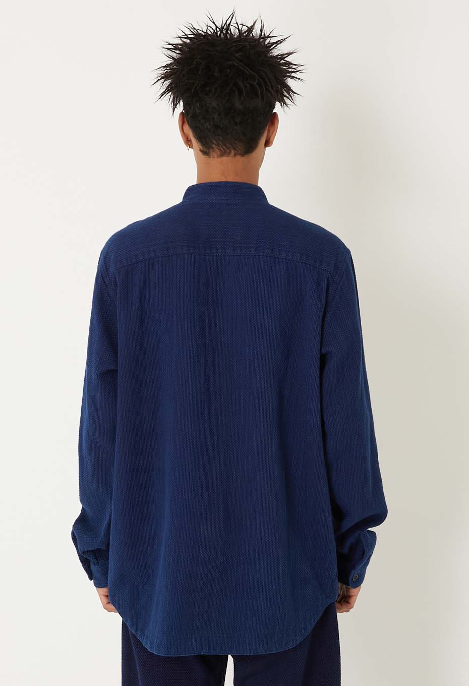カセゾメサシコ バンドカラー ロングスリーブシャツ - INDIGO