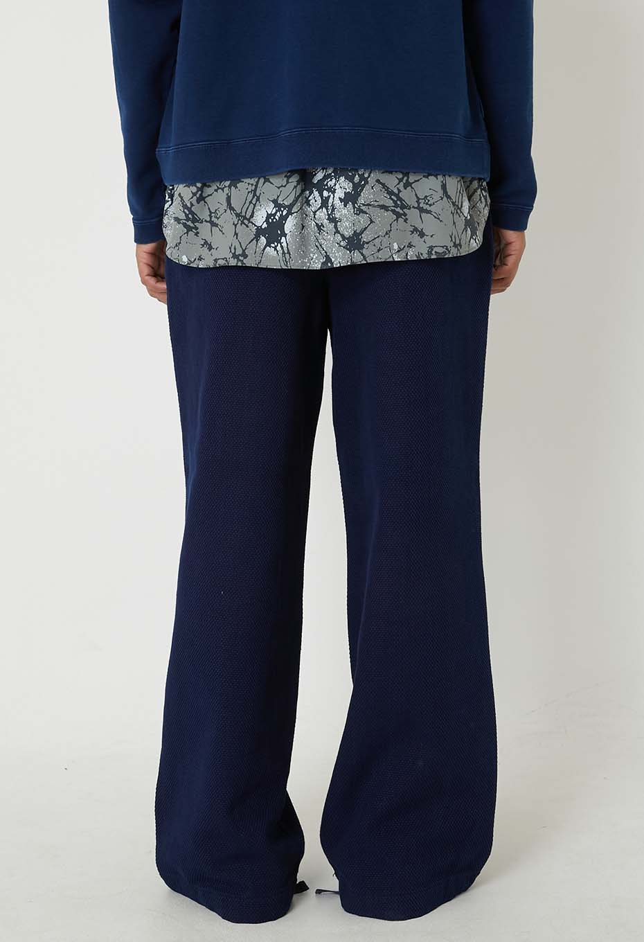 Woven Pure IndigoLight Sashiko Tuck Wide Pants - INDIGO
