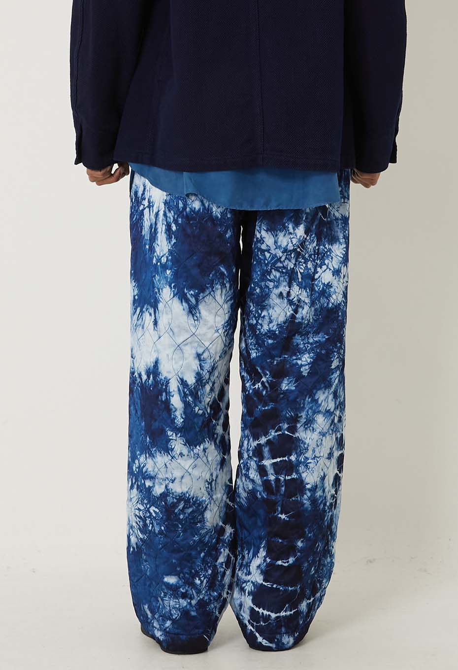 Indigo Kasane Shibori Quilted Draw Pants - INDIGO