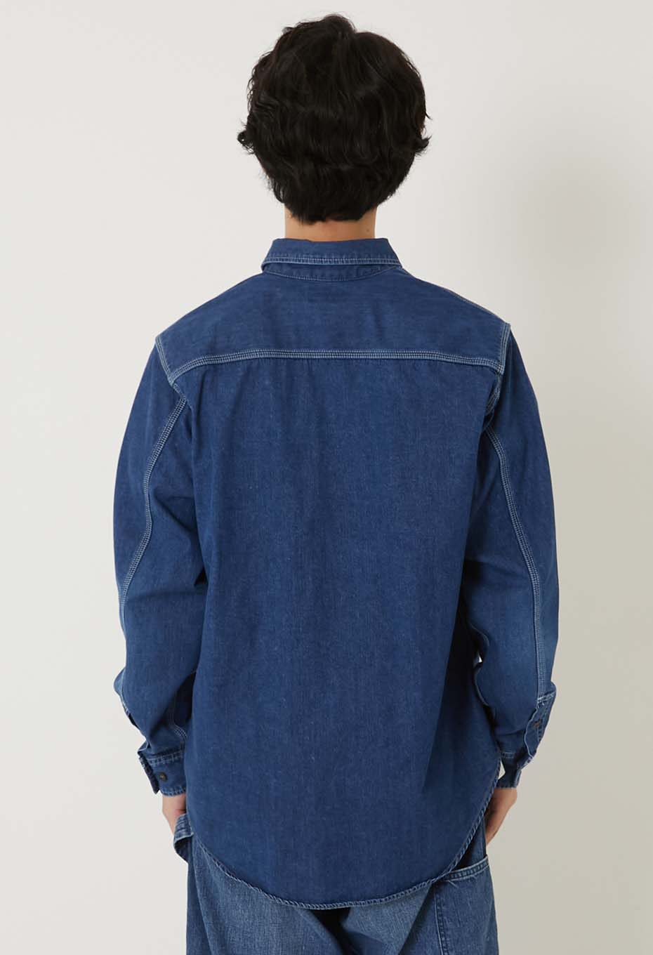 ジャカード シャツデニム 2ポケットワークシャツ /VINTAGE WASH - BLUE