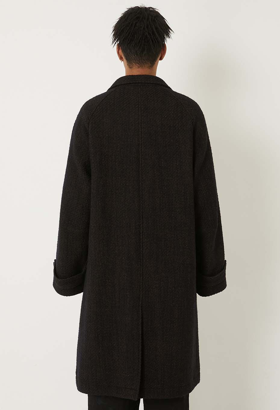 Roving tweed chester coat - DARK NAVY