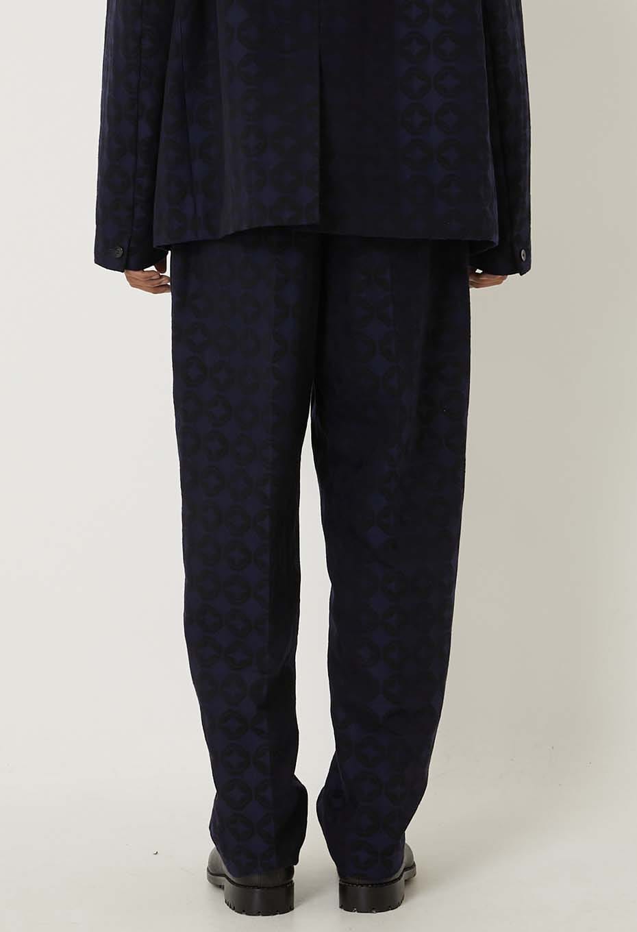 シッポウジャカード タックドローストレートパンツ - DARK NAVY