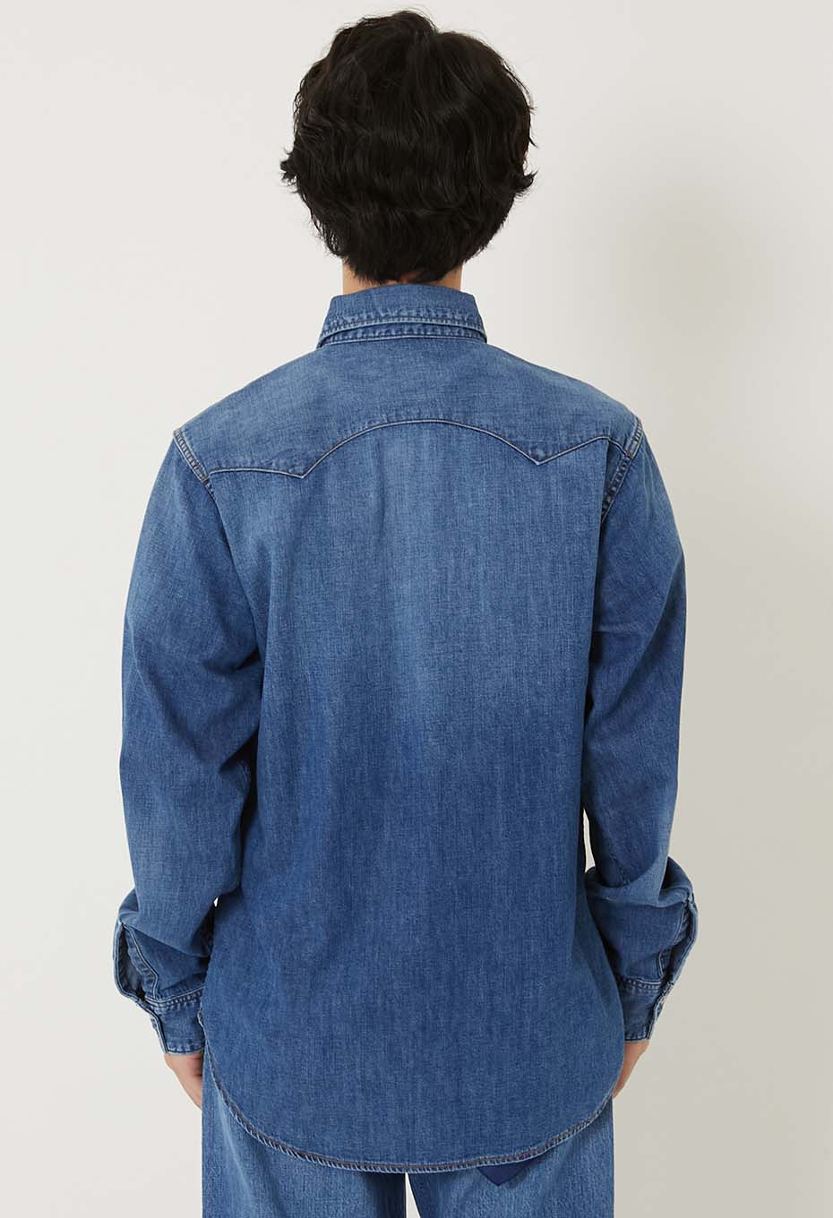 ST814 Light Denim Roper Wash Western Shirt - BLUE