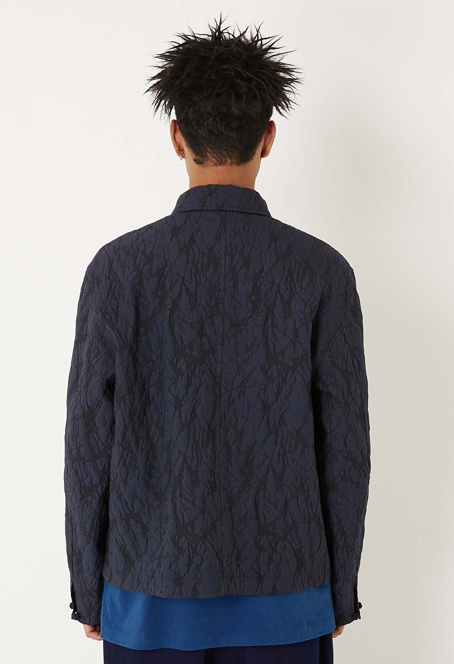 ガラスジャカード ジップアップジャケット - DARK NAVY