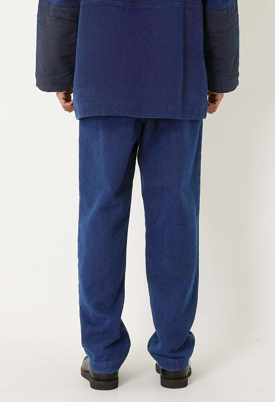 Woven Pure Indigo Light Sashiko Trousers - INDIGO