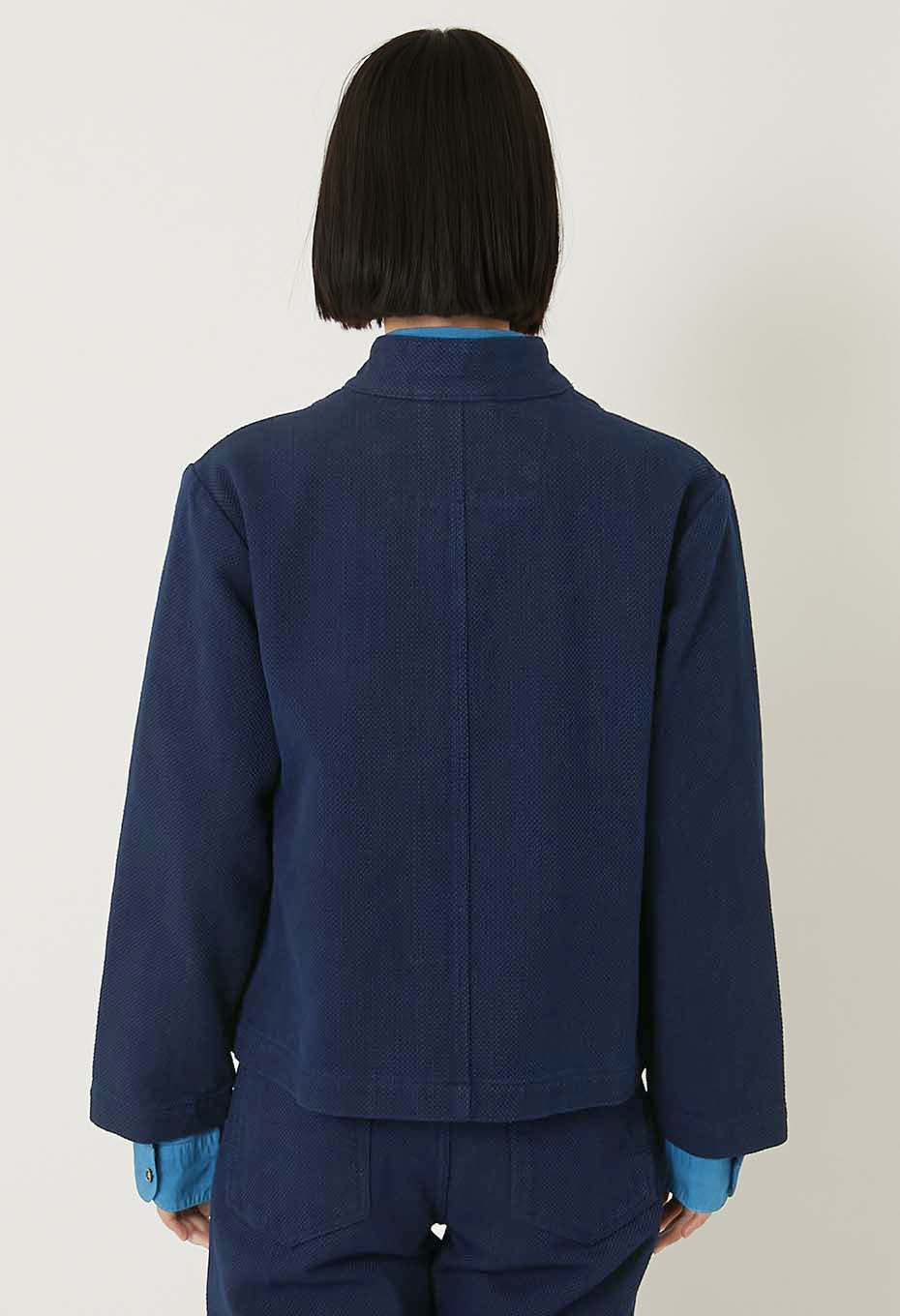 Woven Pure Indigo Nijuorisashiko Haori Jacket Women's - INDIGO