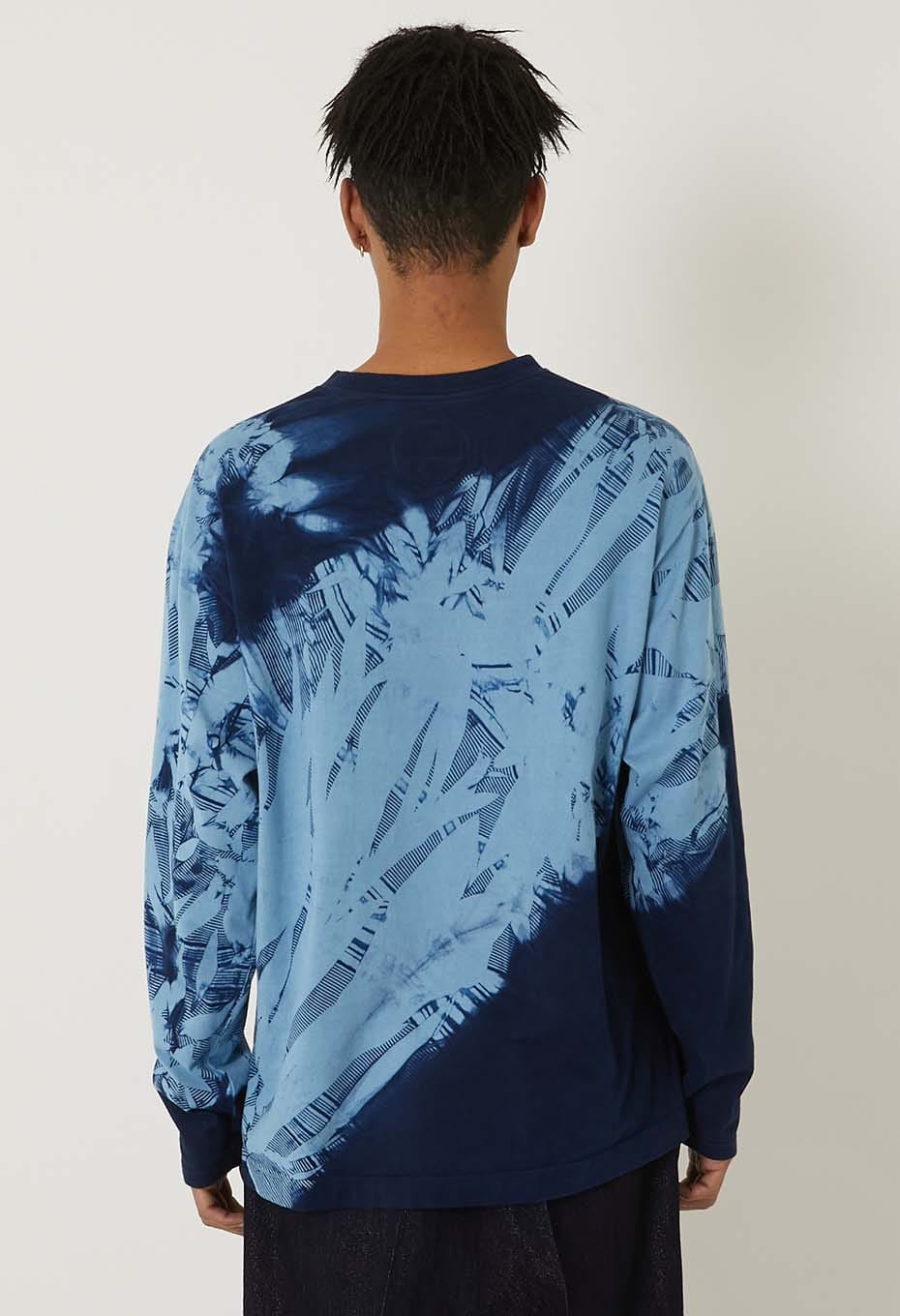 Woven Pure Indigo Itajime long sleeve T-shirt - INDIGO