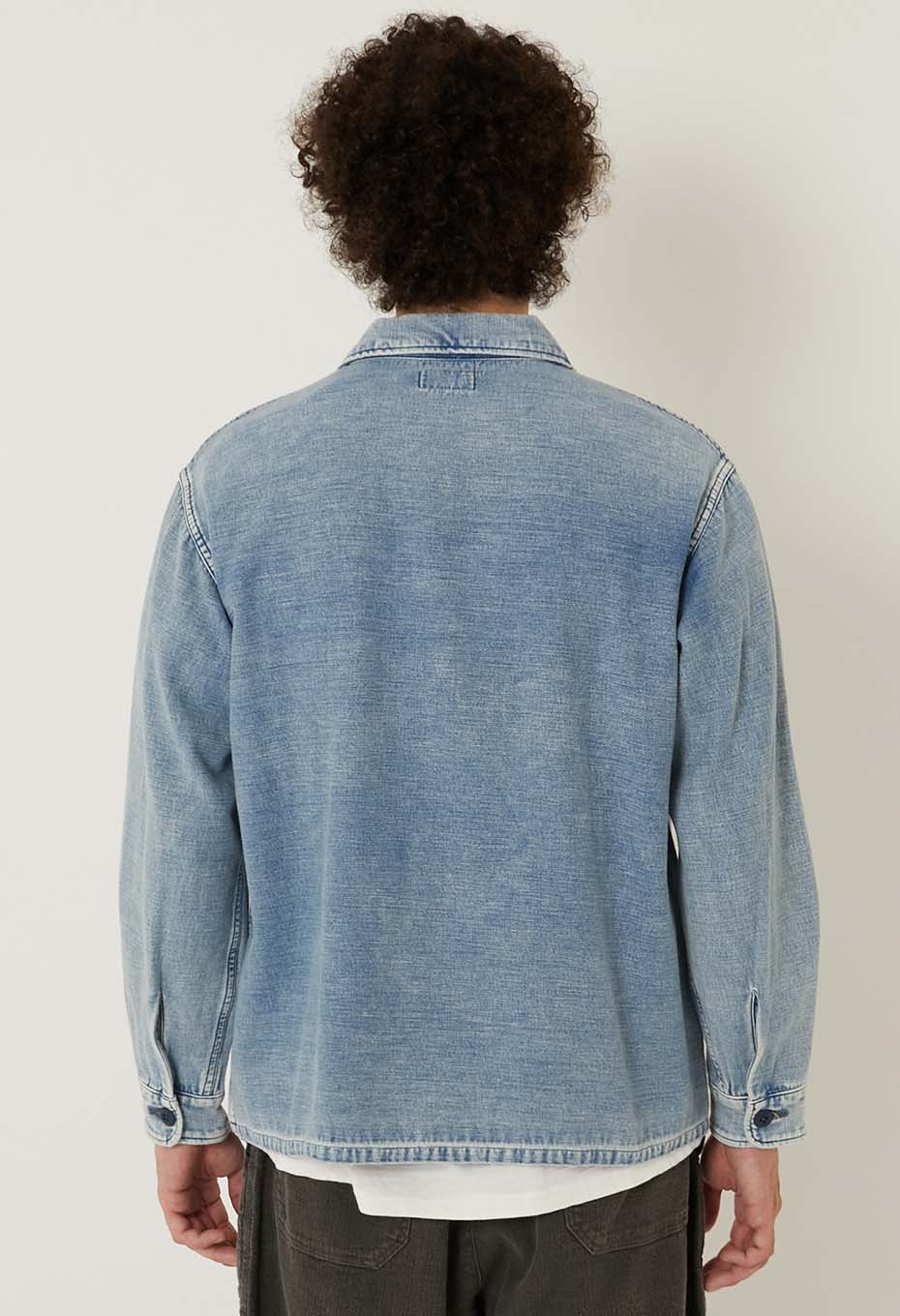Indigo Back Satin Hard Workers Army Shirt - FADE
