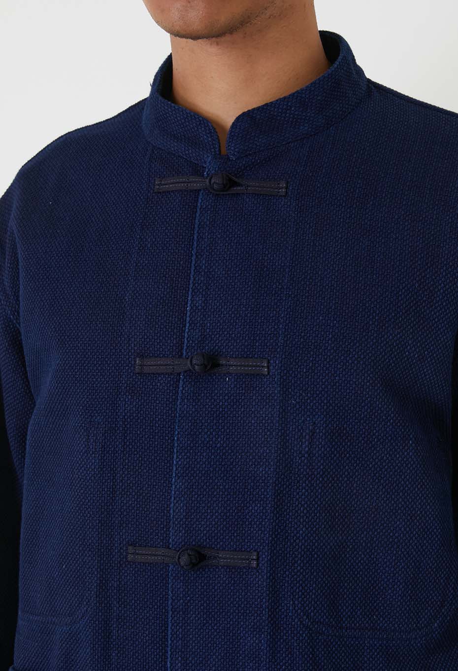 Woven Pure Indigo Oriental Jacket - INDIGO