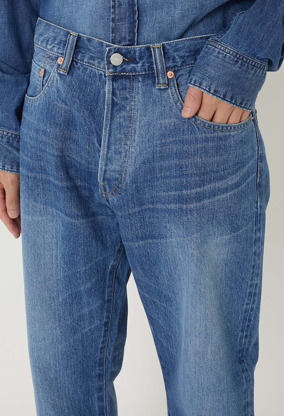 PP02 MODスーピマセルビッチデニム ワイドジーンズ /FADE WASH - BLUE