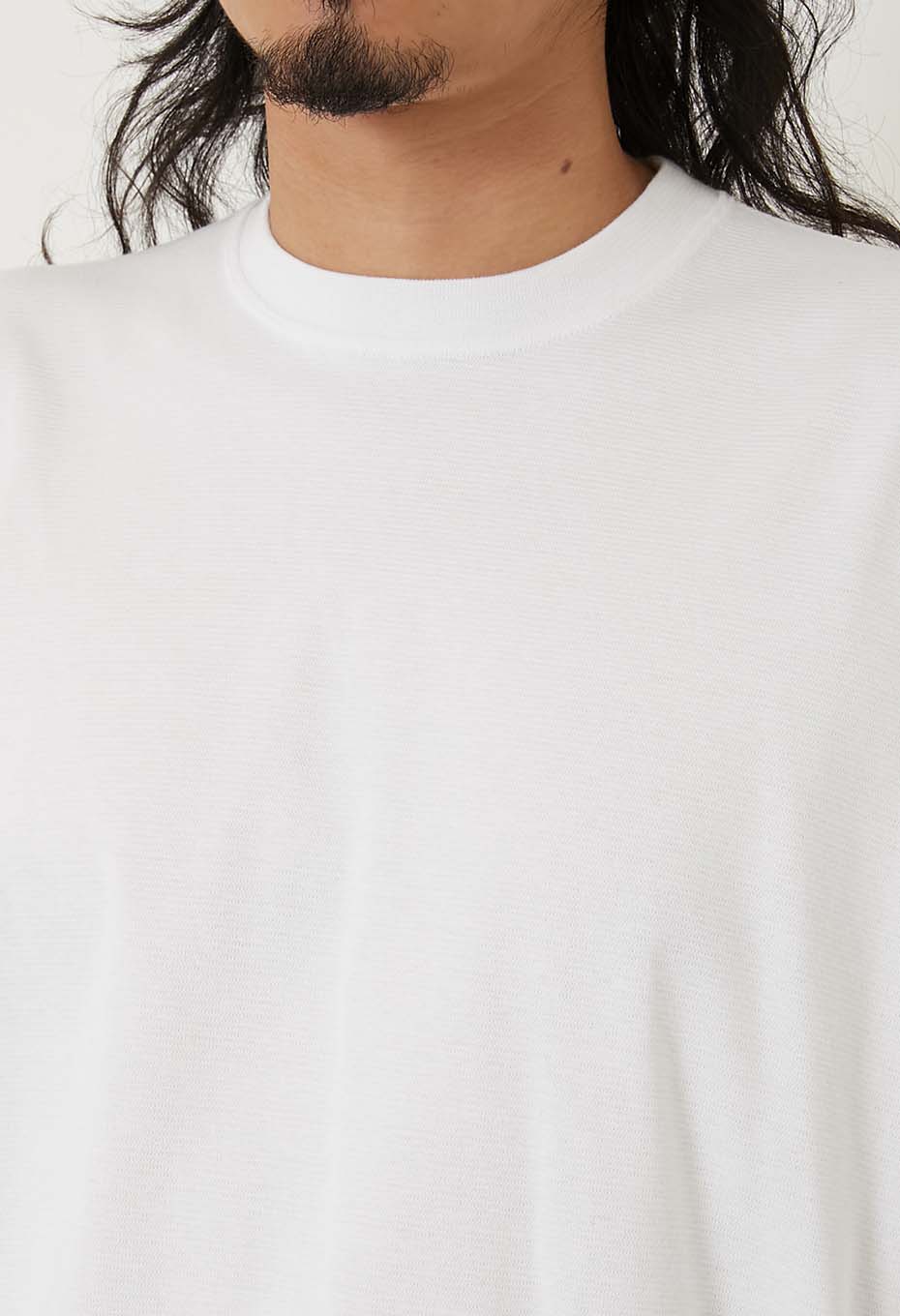 Stretch Fraise 9.5oz Hemrib Long Sleeve T-Shirt - WHITE