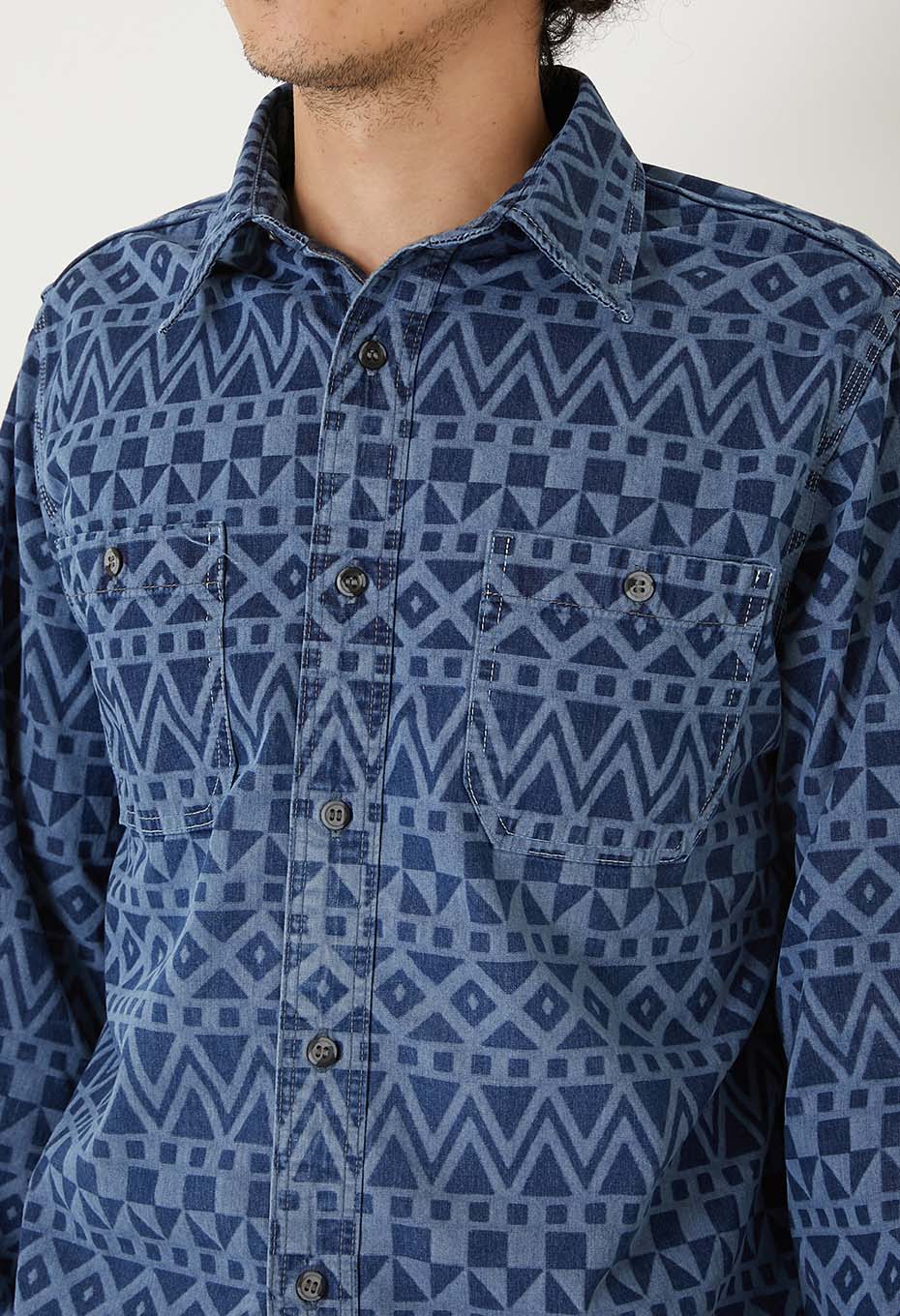 Geometry Print 2 Pocket Work Shirt - ONE
