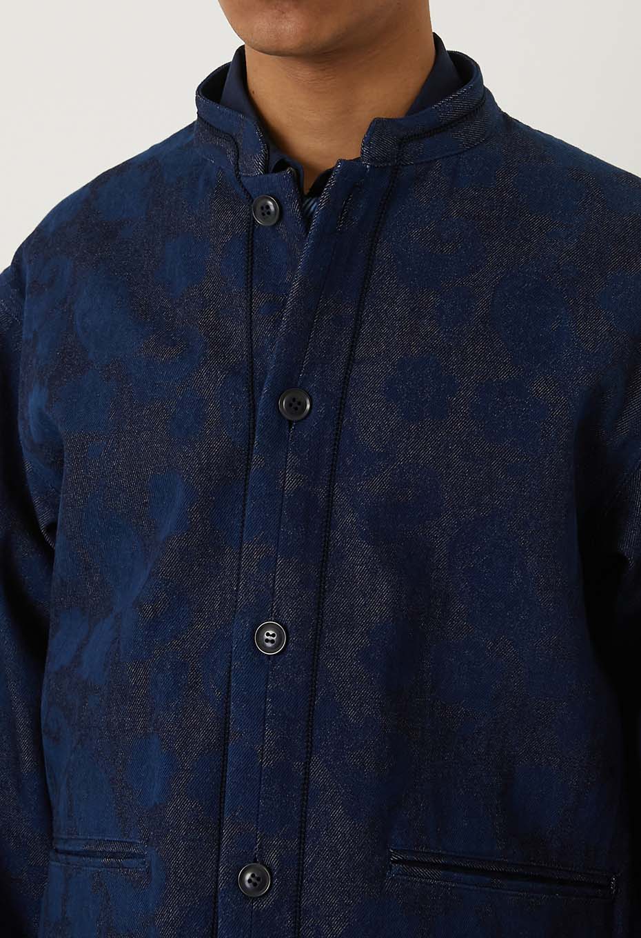 Chukubatsu Denim Tsujigahana Stand Collar Jacket - INDIGO