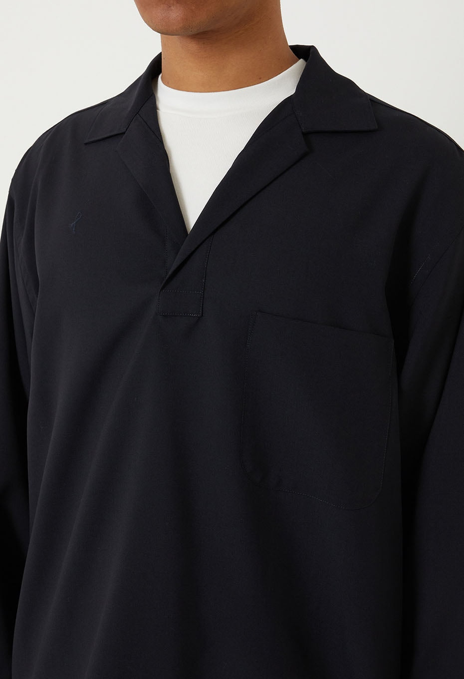 ドライポプリンメブキシシュウ プルオーバーシャツ - DARK NAVY