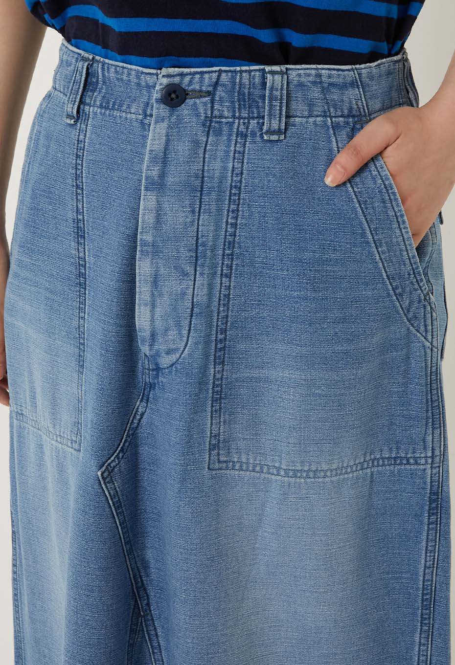 インディゴバックサテン ベイカースカート - BLUE