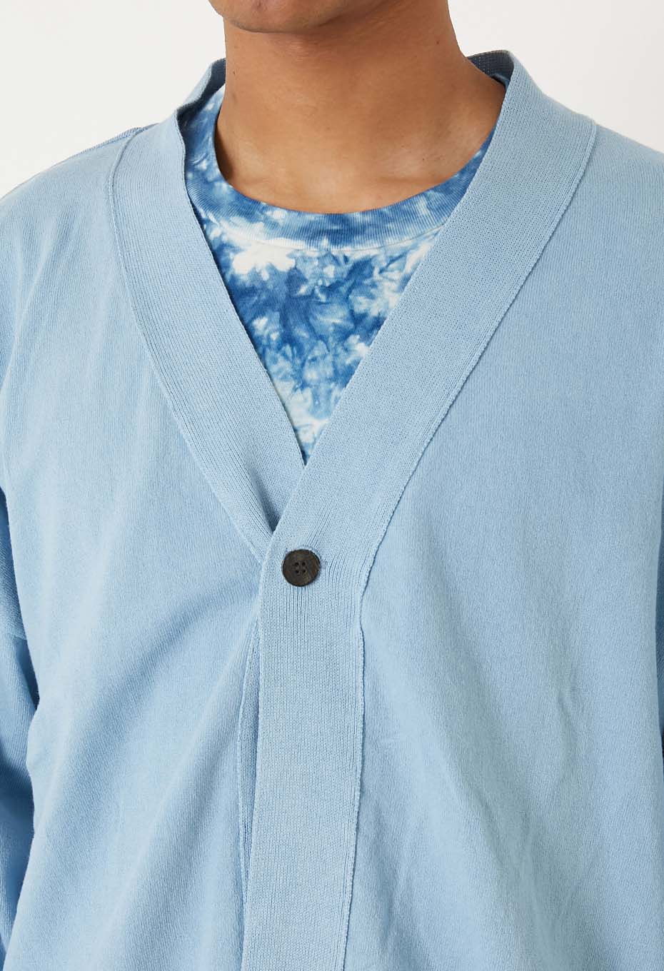 オーガニックカミイトコットン Vネックカーディガン - BLUE