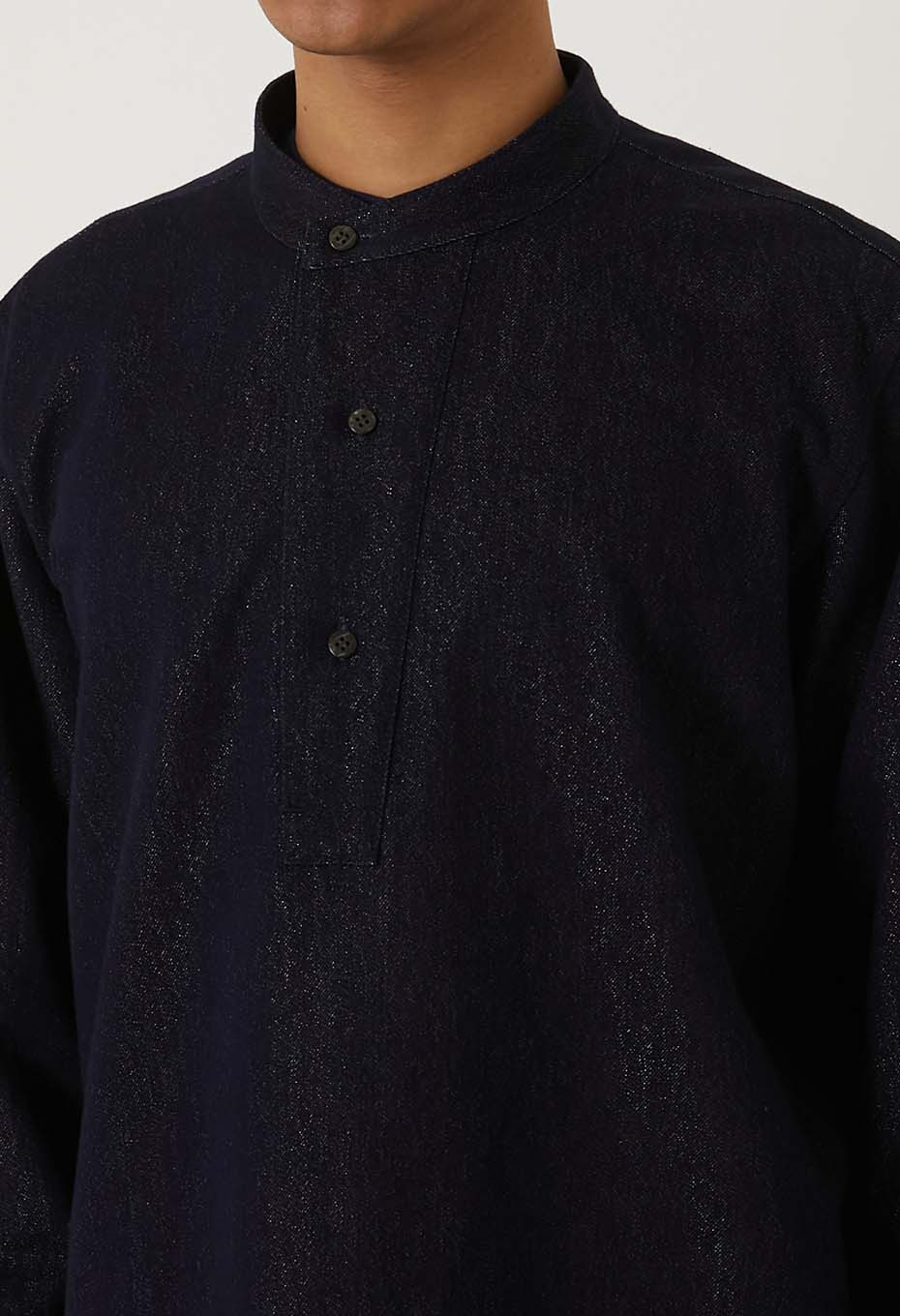 ゴールドヤーンインディゴ プルオーバーロングスリーブシャツ - INDIGO